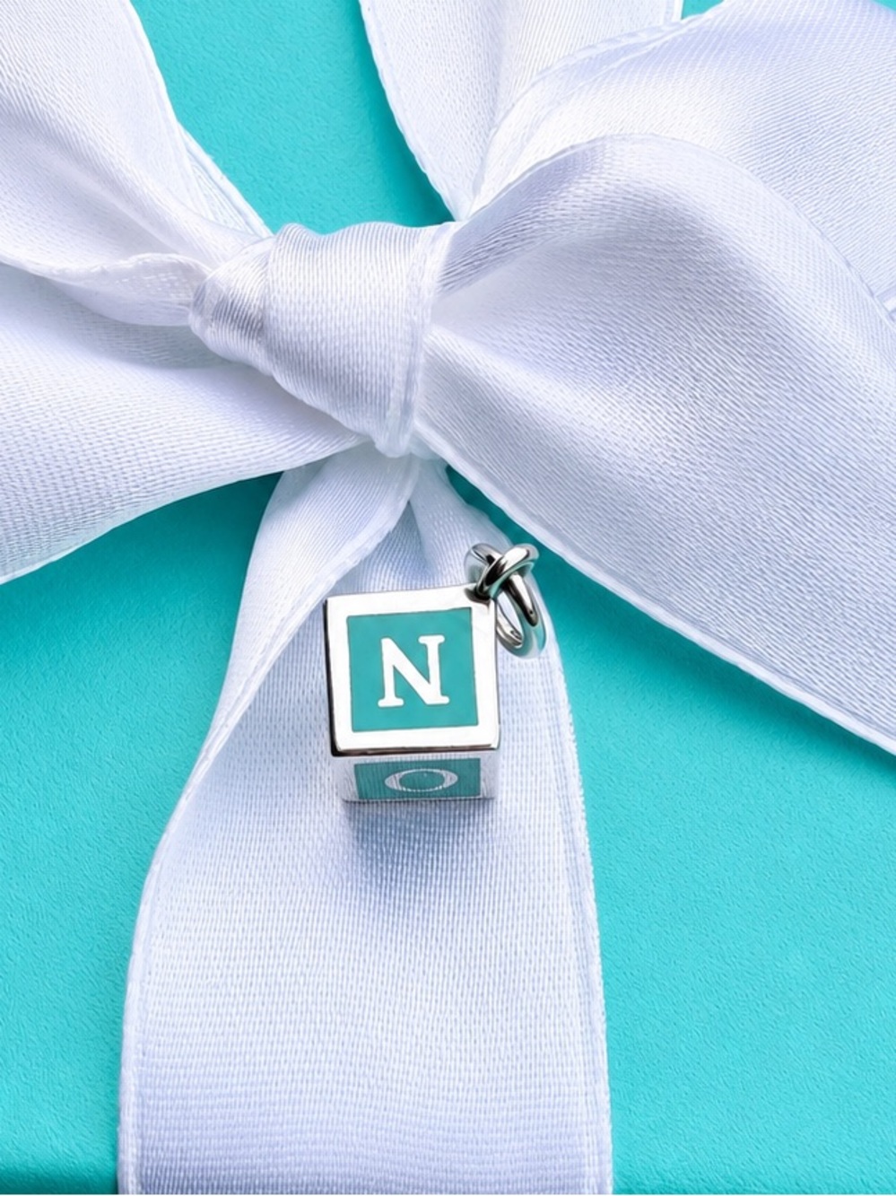 Tiffany & Co. Blue Enamel Baby Block in Silver